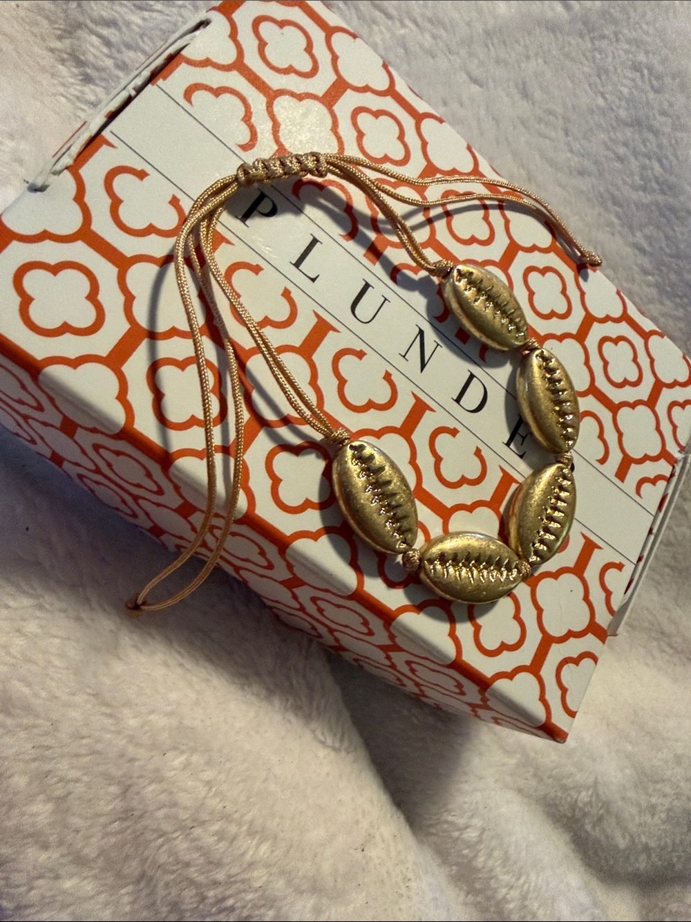Plunder Gold Shell Bead Adjustable Bracelet